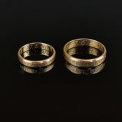 Paar Gold-Ringe, 585/14K Gelbgold (punziert), 7,8g, strukturiert gearbeitete Oberfläche, innen je m