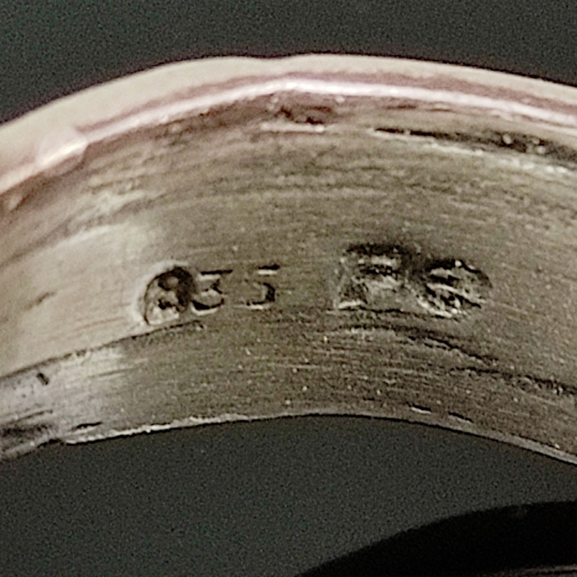 Designer garnet ring, silver 835, 5.9g, Perli-Schmuck Schwäbisch Gmünd, ring designed as a structur - Image 3 of 3