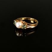 Perlen-Ring, 585/14K Gelbgold (punziert), 3,9g, Ringgröße 54,5
