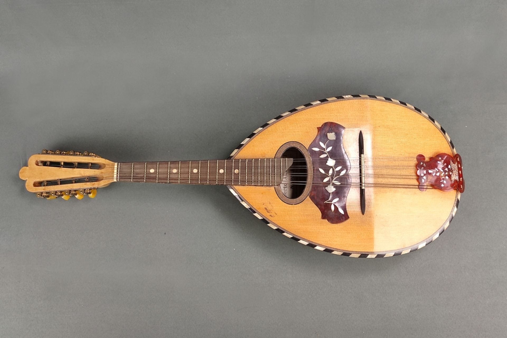 Mandolin, Italy, Naples, first half of 19th century, signed Alberto Alberti, maple wood and mother- - Image 2 of 4