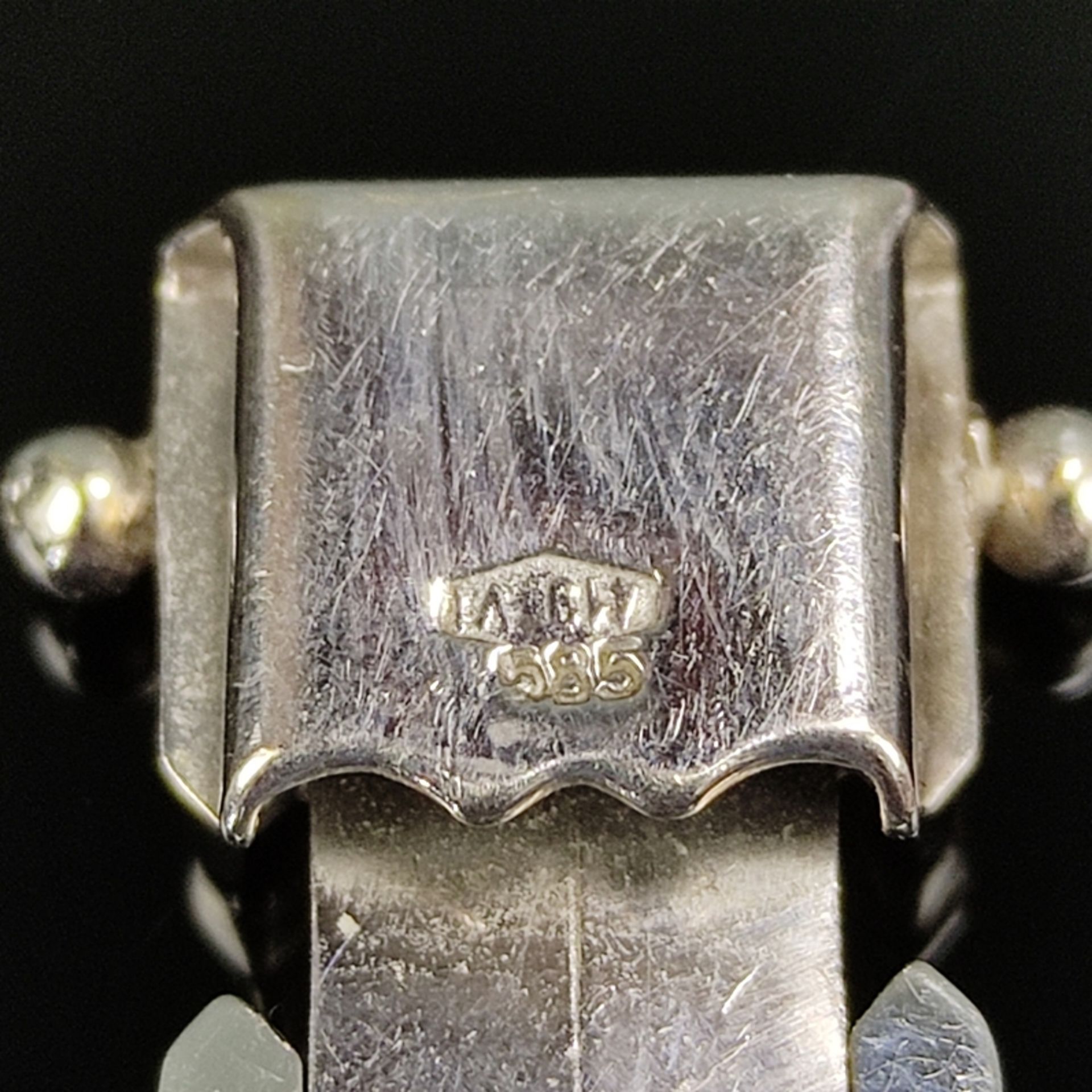 Armband, 585/14K Weißgold (punziert), 22,9g, gefertigt aus einzelnen flexiblen Gliedern, Steckschli - Bild 3 aus 3