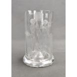 Artist glass, colourless beaker with cut decoration, height 14cm