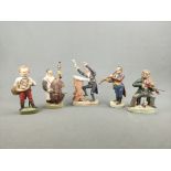 Zizenhauser musicians with music director, 5 figurines, terracotta, colourfully painted, moulding A