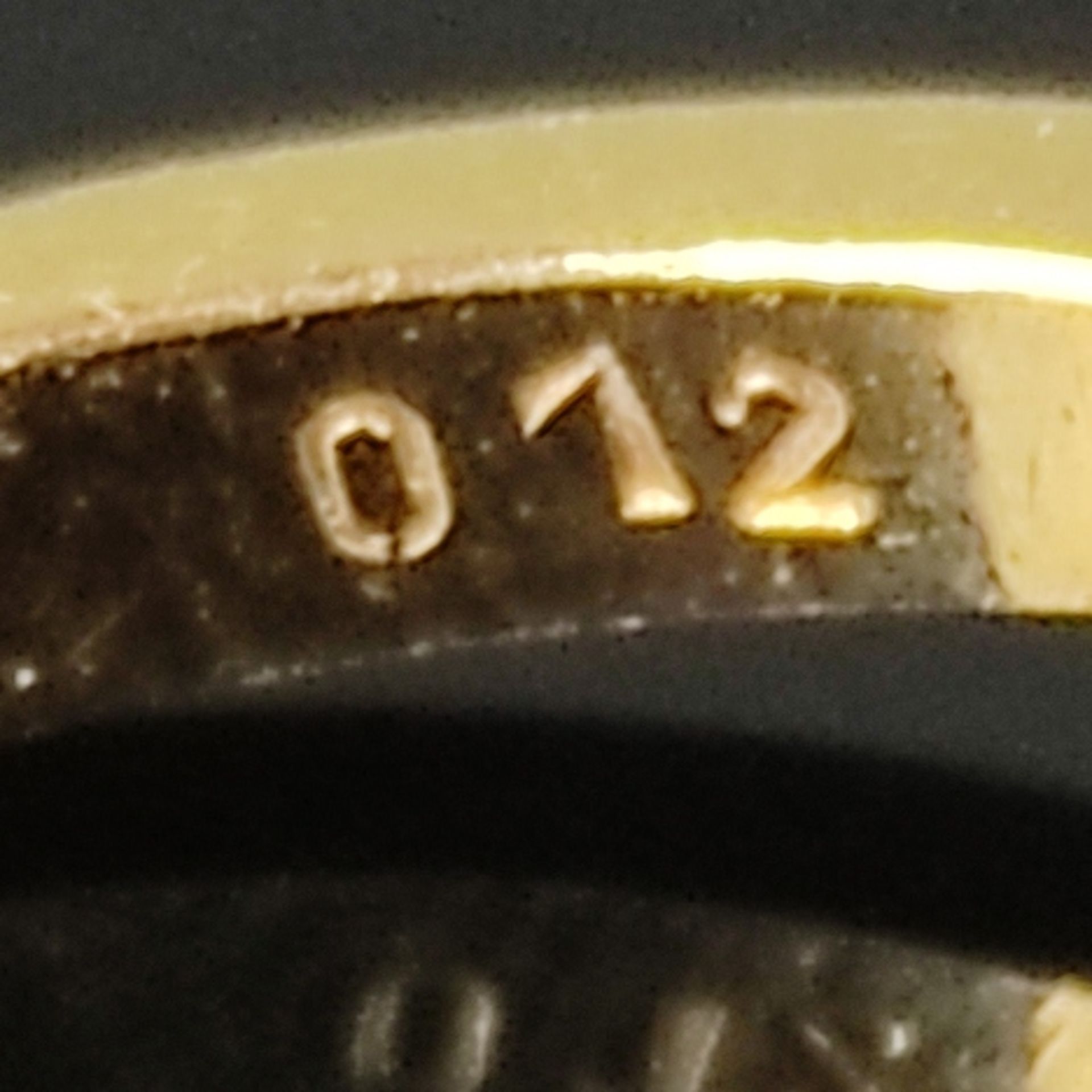 Perlen-Diamant-Ring, 750/18K Gelbgold (getestet), 4,22g, mittig eingesetzt eine Perle in Weiß von e - Bild 2 aus 2