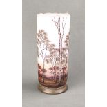 Vase "Paysage Mauve", Daum Frères, Nancy, early 20th century, decorated with sparse birch forest in