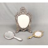 Mirror set, 3 pieces, consisting of: richly decorated table mirror, metal frame, end of 19th centur