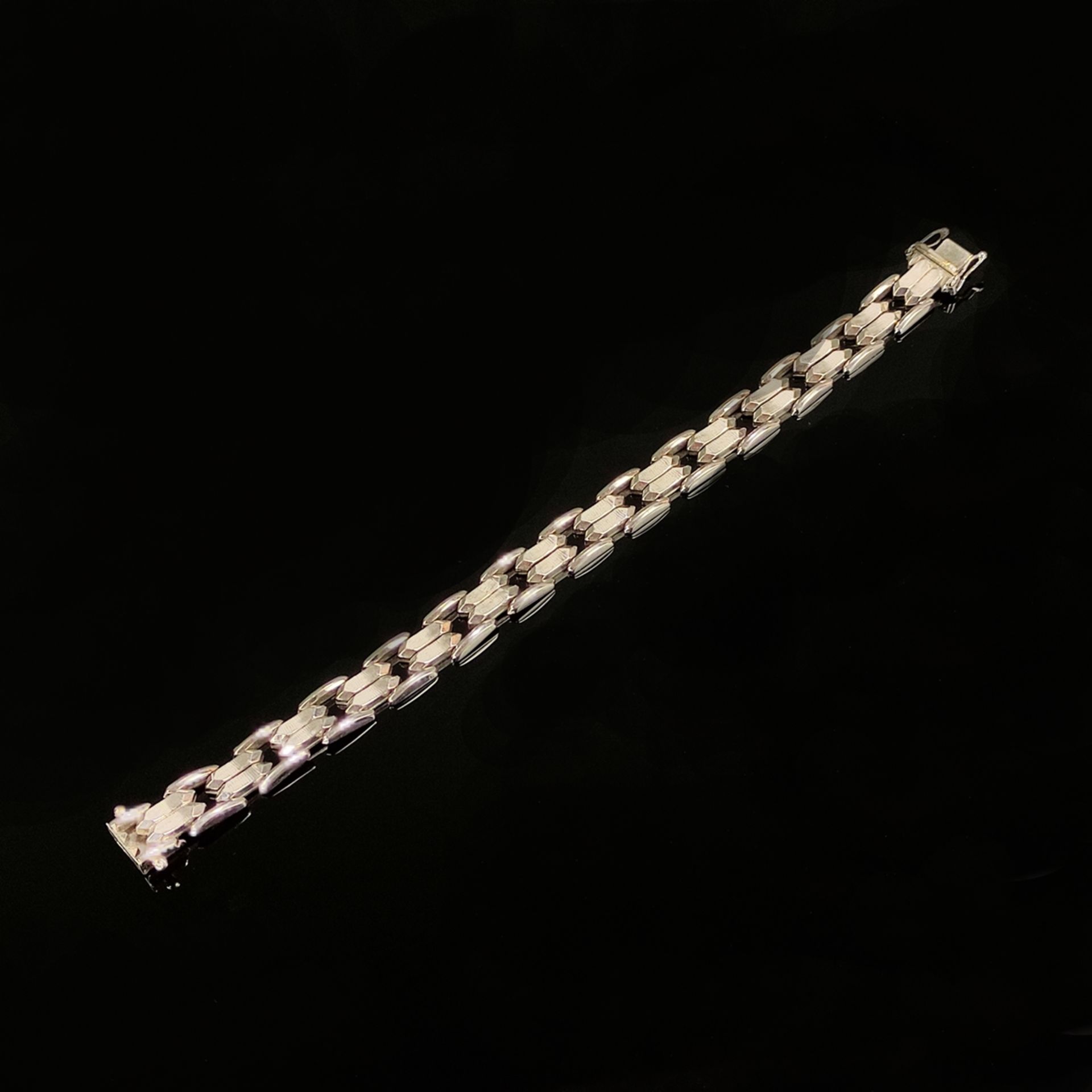 Armband, 585/14K Weißgold (punziert), 22,9g, gefertigt aus einzelnen flexiblen Gliedern, Steckschli - Bild 2 aus 3