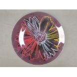Rosenthal artist's plate by Andy Warhol, "Daisies" series, glass decorative plate with polychrome p