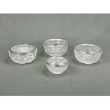 4 bowls with silver rim, two identical, height 6cm and diameter 11.5cm, small bowl height 4.5cm, di