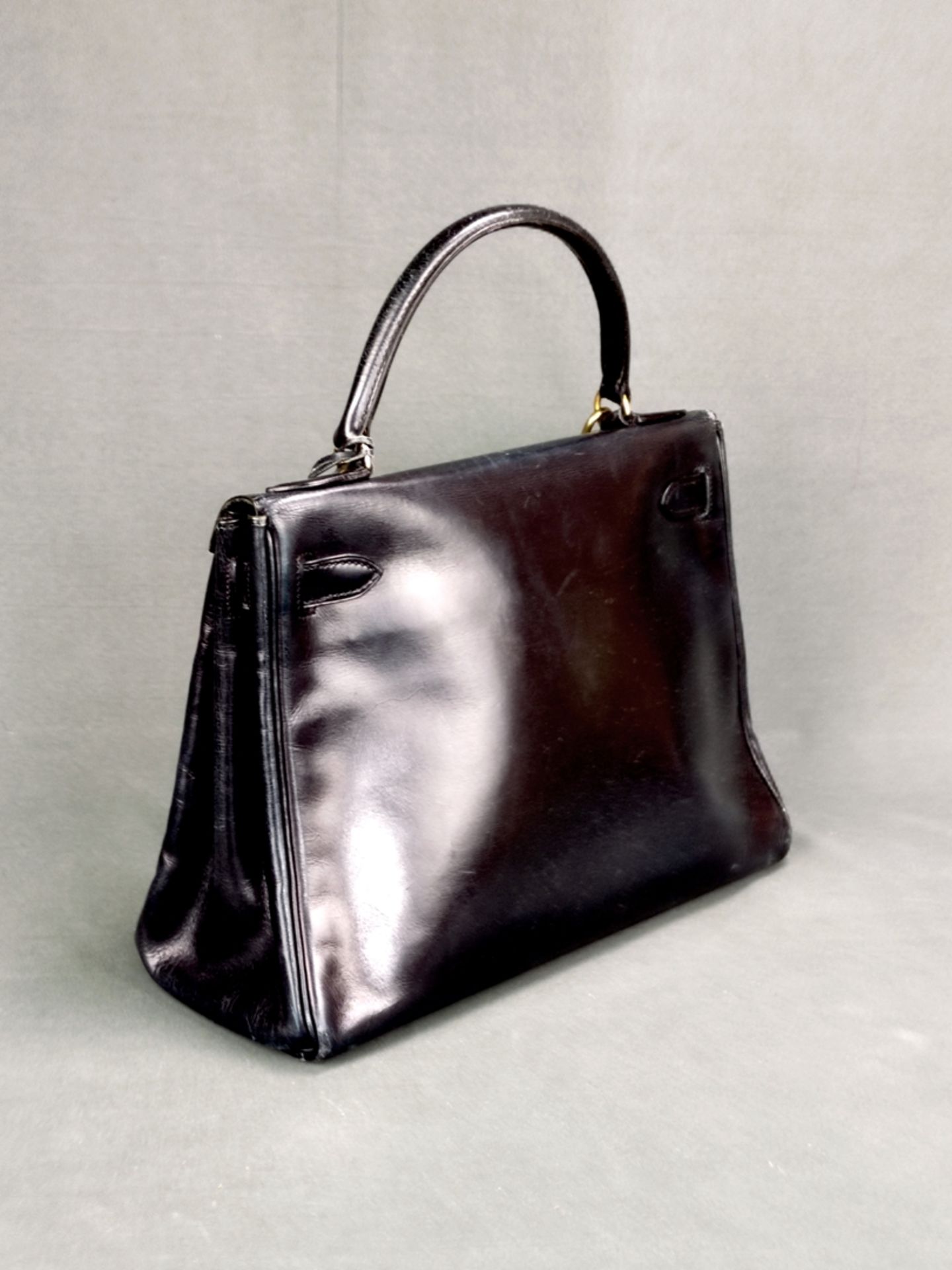 Hermes/ HERMÈS vintage handbag "Kelly Bag 32", 1958, dark blue - Image 3 of 6