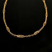 Ausgefallene Kette, 750/18K Gelbgold (getestet), 5,28g, Ringverschluss, Länge 52cm