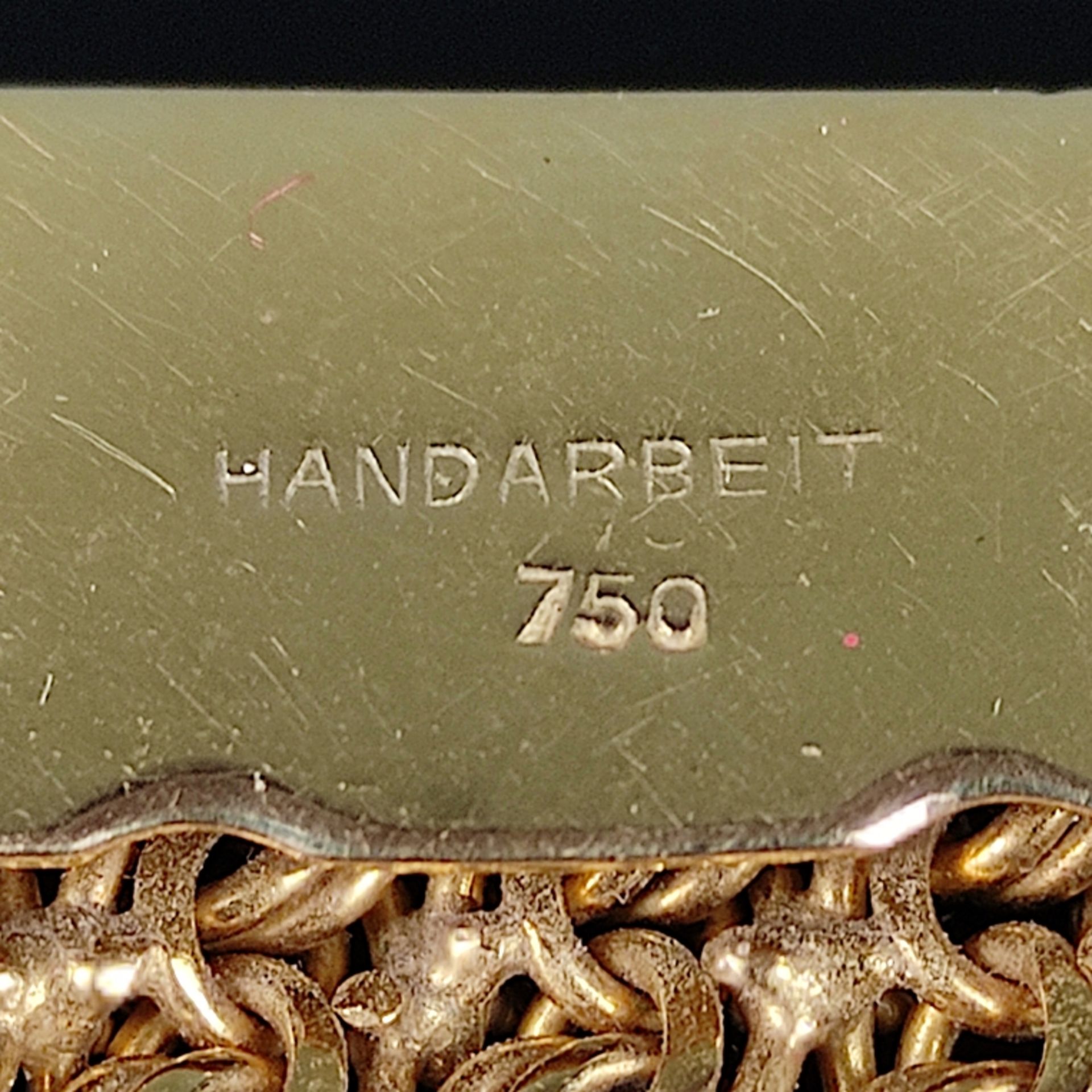 Breites Armband, 750/18K Gelbgold (punziert), 77,73g, 5-reihige Doppelpanzerkette mit Steckschließe - Bild 3 aus 3
