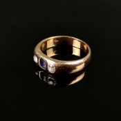 Antiker Saphir-Diamant-Ring, 750/18K Gelbgold (punziert), 7,18g, Österreich-Ungarn, wohl Budapest, 