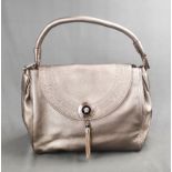 Versace Vanitas handbag, leather handle bag with metallic finish, embroidered meandering straps on 