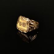 Antiker Monogrammring, 585/14K Gelbgold (getestet), 12,85g, Ringkopf mit graviertem Monogramm, wohl