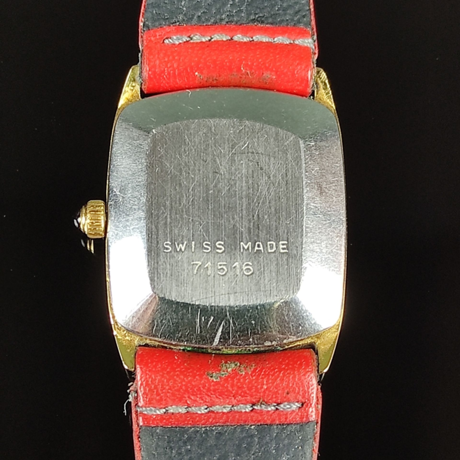 Ausgefallene Armbanduhr Maurice Lacroix, Schweiz, vergoldetes Ziffernblatt mit französischen ausges - Bild 4 aus 4
