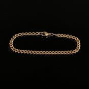 Flachpanzer-Armband, 585/14K Gelbgold (punziert), 10,2g, Karabinerverschluss, Länge 22cm, Breite 4,