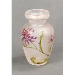 Choisy Le Roi Vase, transparent glass with floral decoration, height 13cm