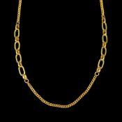 Halskette, 333/8K Gelbgold (punziert), 15,59g, abwechselnd gestaltet aus großen Anker- und kleinen 