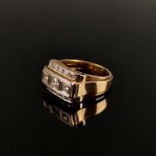 Ausgefallener Art Deco Ring, 585/14K Weiß- und Gelbgold (punziert), 9,86g, Schauseite mittig besetz