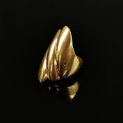 Goldring, 750/18K Gelbgold (punziert), 9g, langgezogene Schauseite, schlichte Ringschiene, Ringgröß