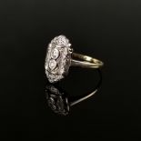 Art Deco ring, 585/14K white/yellow gold (hallmarked), 2.35g, face set with two diamonds of togethe