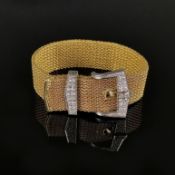 Ausgefallenes Designer Armband, 750/18K Weiß- und Gelbgold (punziert), 81g, gewobenes feinmaschiges
