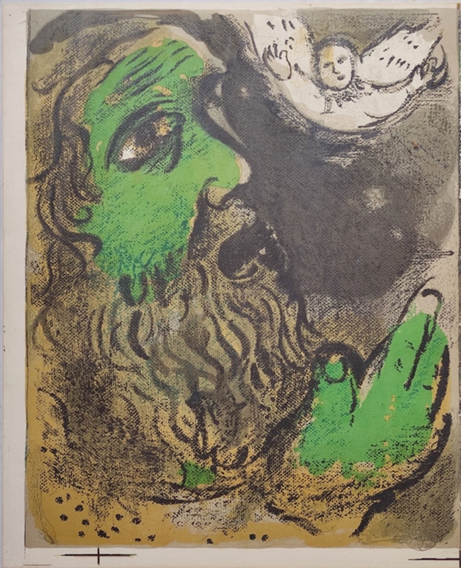 Chagall, Marc (1887 Vitebsk - 1985 Paul de Vence) "The praying Job", colour lithograph on detached