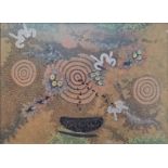 Willams, M. (New Zealand 20th/21st century) "Dot Painting", with various symbols (rock holes, gathe