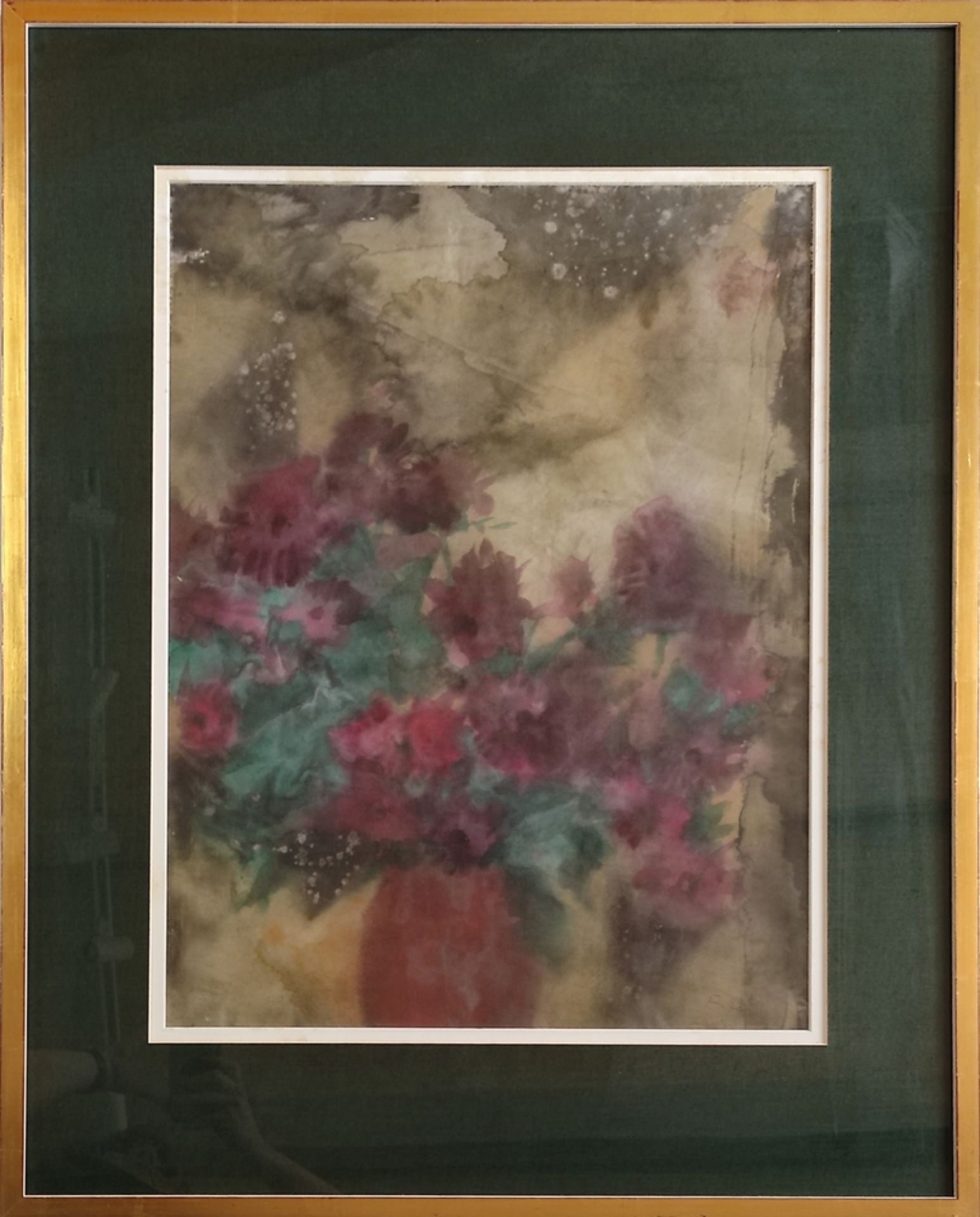 Ficus, André Hans (1919 Berlin-1999 Friedrichshafen) "Abstracted Still Life of Flowers", watercolou - Image 2 of 3