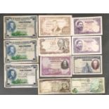 Convolute of banknotes, 11 notes, Spain and Portugal, consisting of: 2x 20 Escudos, Banco de Portug