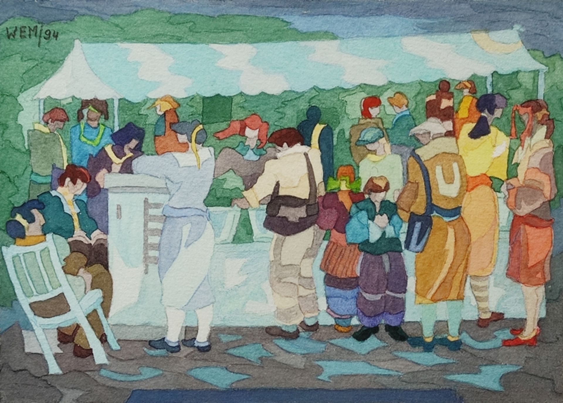 Weiss, Erich Manfred (1943 Poznan - 2021 Constance) "Market", depiction of people at a market stall - Image 2 of 5