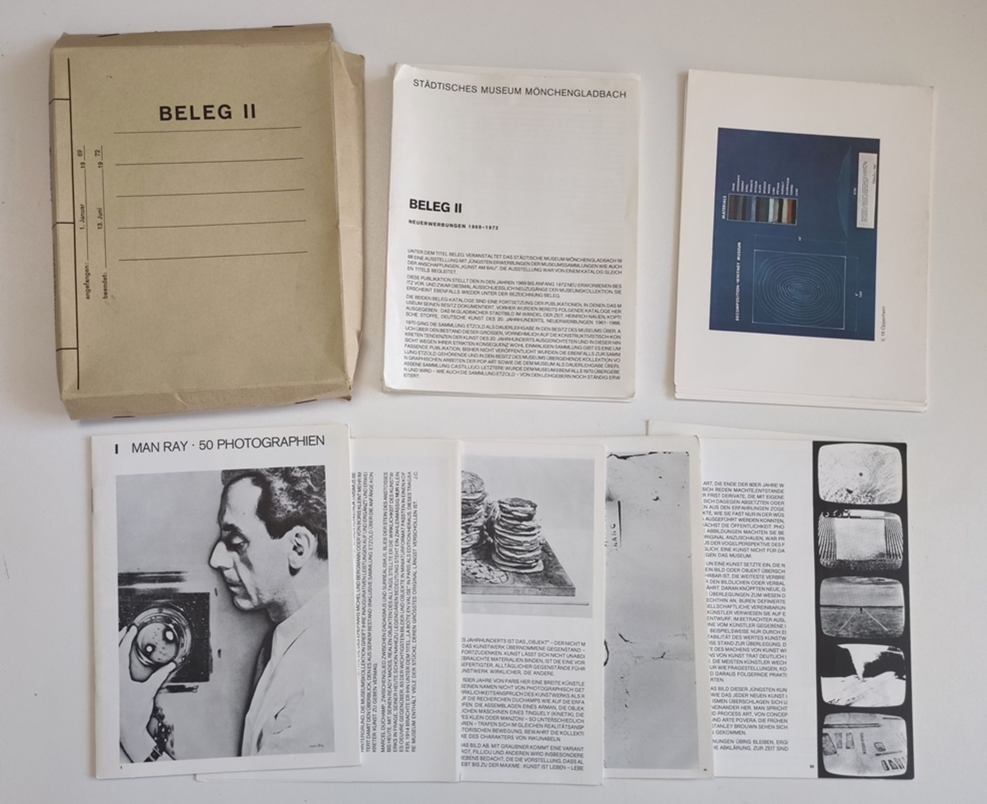 Catalogue of Städtisches Museum Mönchengladbach "Beleg II. Neuerwerbungen 1969-1972", cardboard box