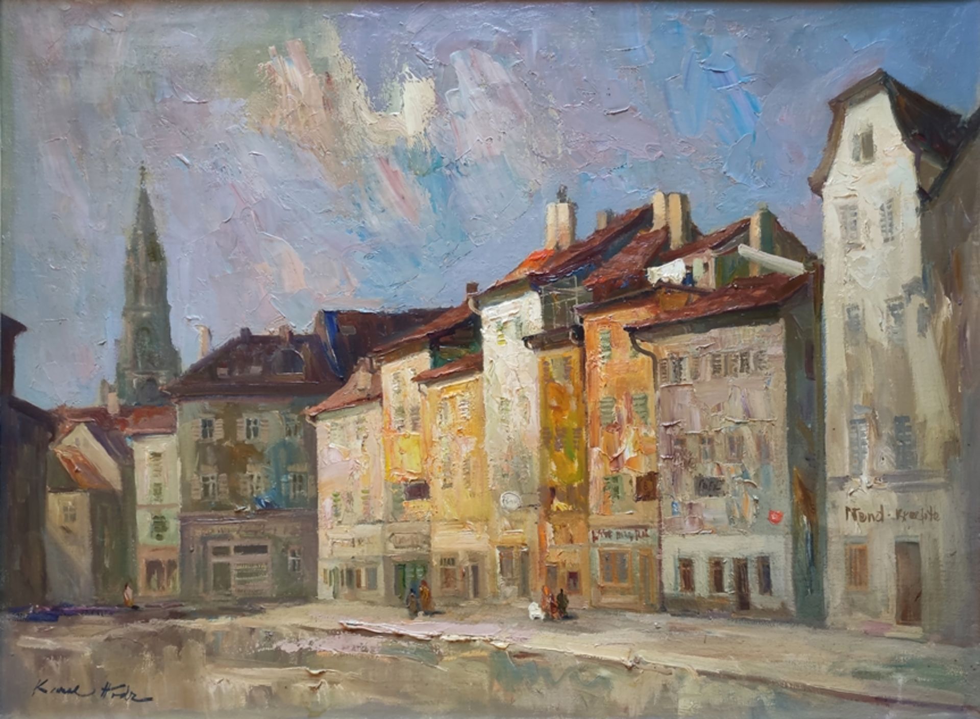 Hodr, Karel (1910 Prague - 2002 Constance) "Constance", city view of the narrow alleys of Constanc