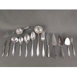 Template / sideboard cutlery, matching (two diverse), 15 pieces in total, silver 800 (hallmarked),