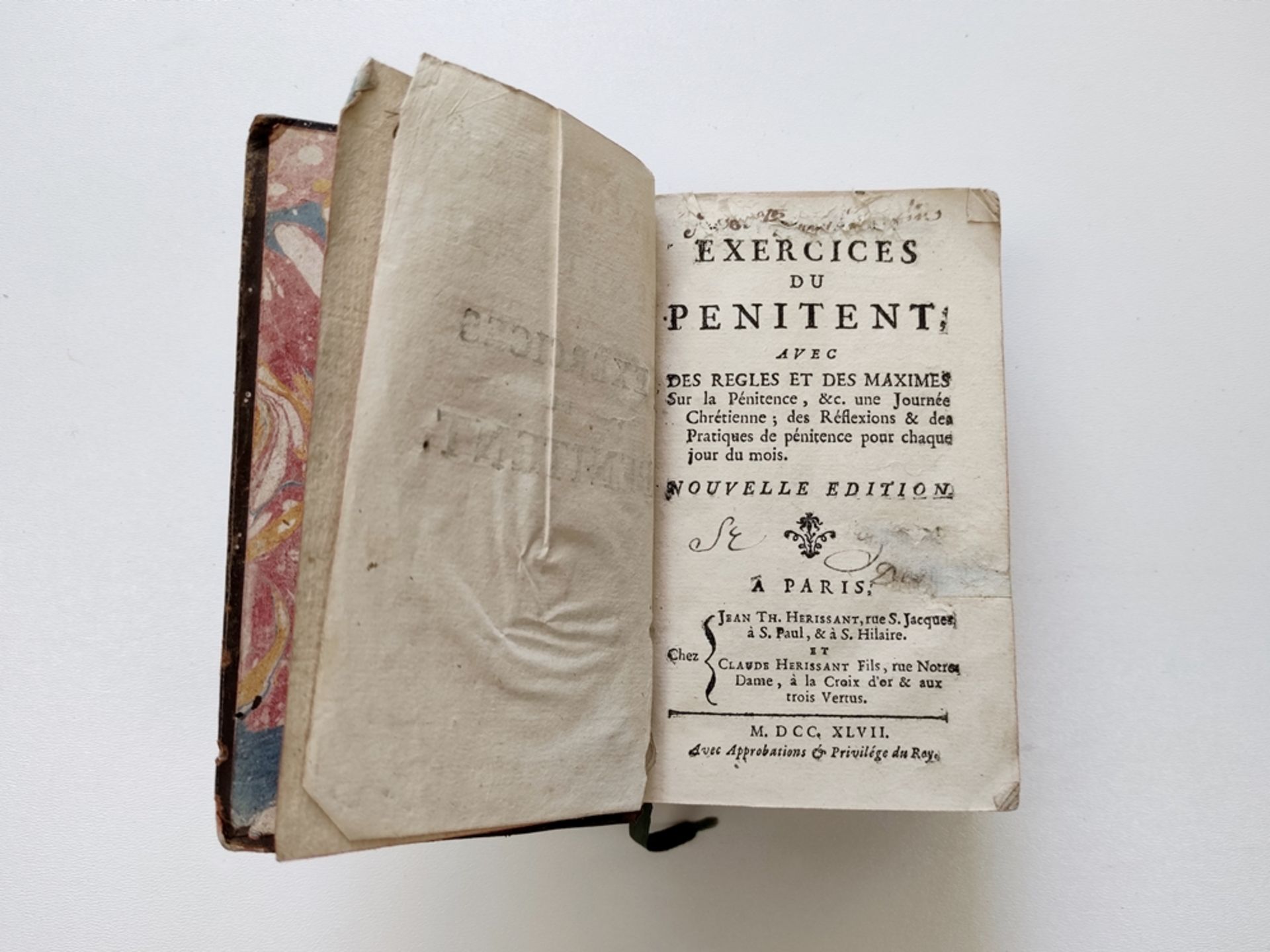 Convolute of 2 books, consisting of "Exercices du penitent avec des regles et des maximes sur la pé