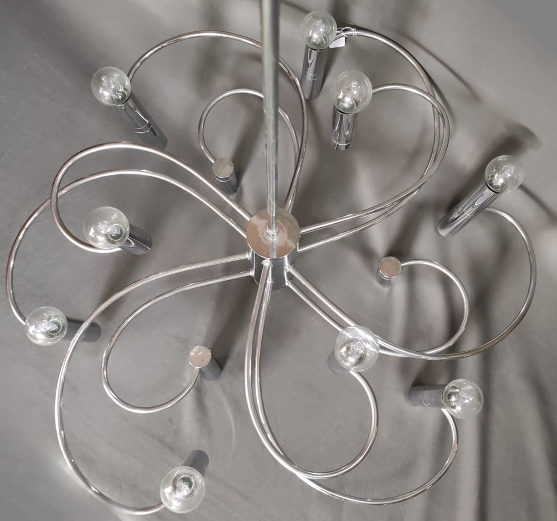Vintage ceiling lamp, probably Helestra GmbH, 1970s, chrome-plated brass frame with central cylinde - Image 3 of 3