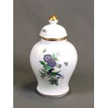 Lidded vase, Meissen sword mark, Knauf period, 1st choice, baluster form, lid with spigot handle, c