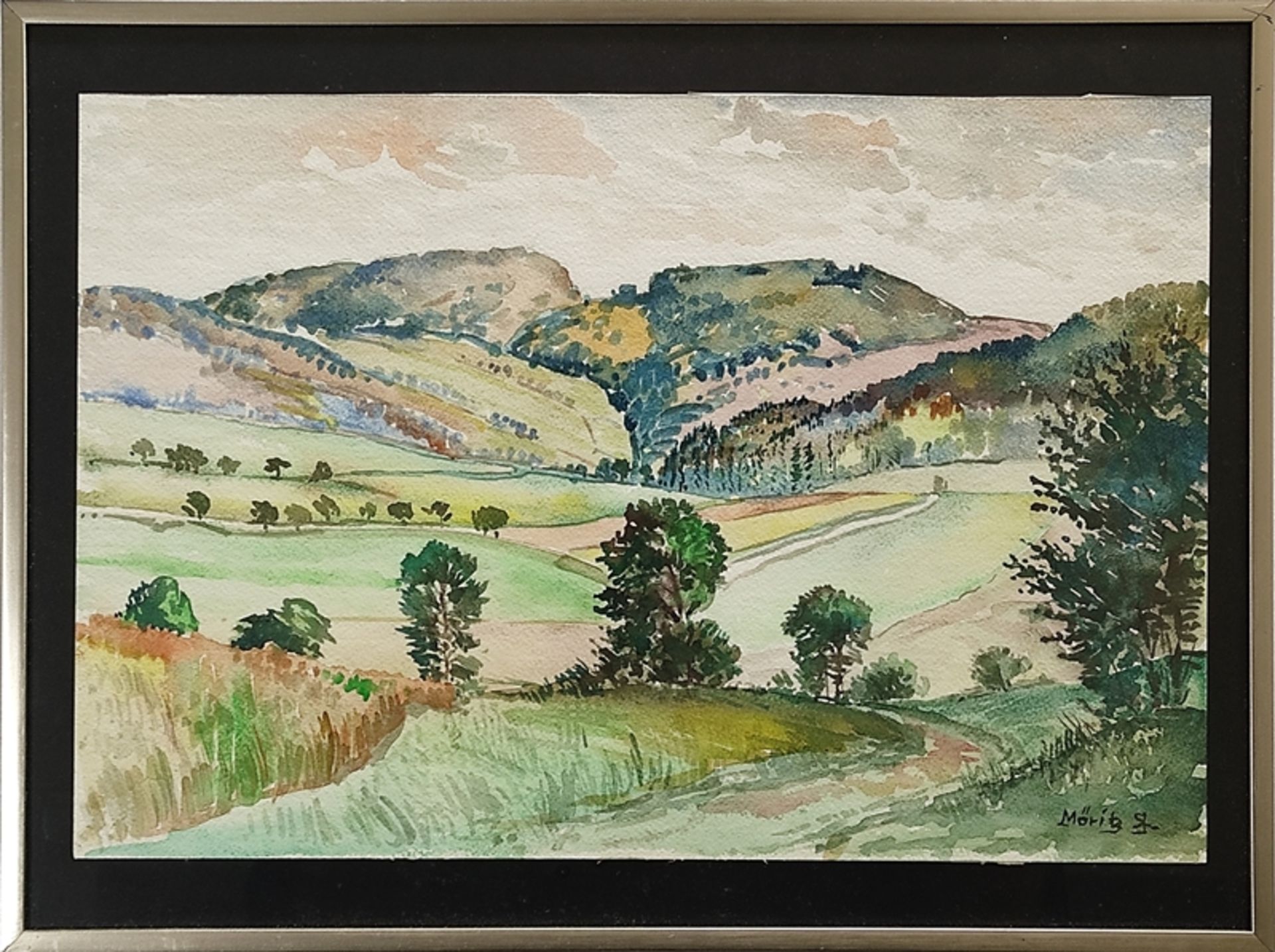 Möritz, Karl (1896 Munich - 1963 Blumenfeld) "Hegaulandschaft" with rolling hills, in the foregroun - Image 2 of 3