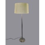 Design floor lamp, 1960s/70s, chrome plated metal frame, conical shaped shaft over flat round stand