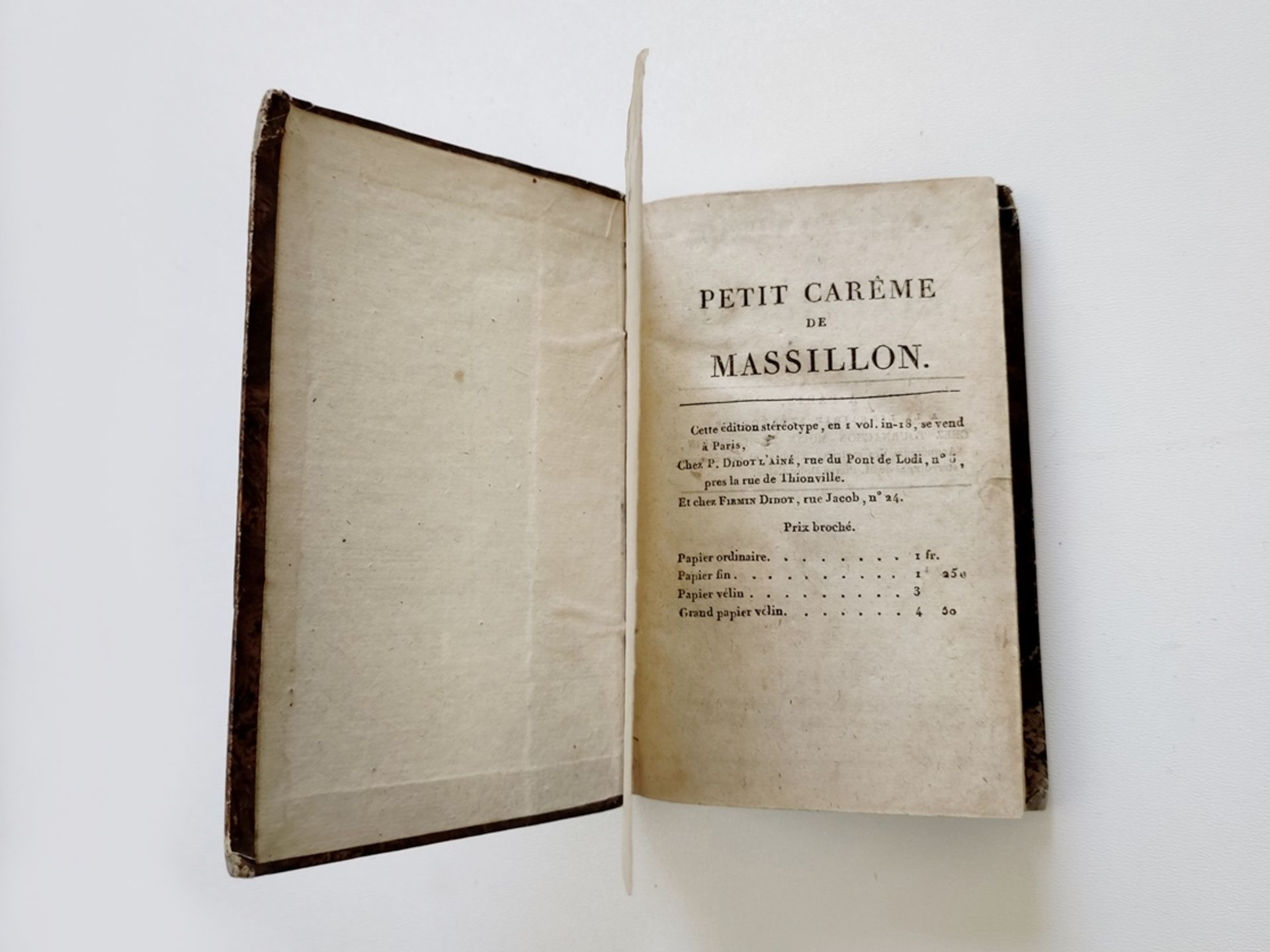 Two volumes of the "Little Lent" by Jean-Baptiste Massillon/"Petit Careme de Massillon, eveque de C