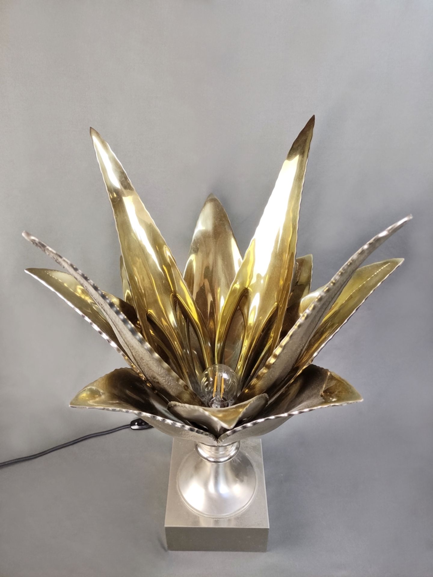 Pair of table lamps, Maison Charles, France, c. 1970, "Aloes", in the shape of aloe vera plants, si - Image 2 of 2