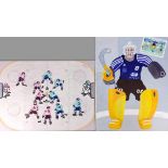 Weiss, Erich Manfred (1943 Posen - 2021 Konstanz) two ice hockey motifs, once "Kick-off", at an ice