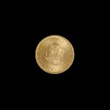 Goldmünze, 2 Rand (1 Sovereign), Avers: Porträt Jan van Riebeeck, Revers: Springbock, Südafrika 196