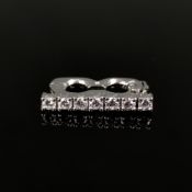 Perlenketten Verschluss mit Diamanten, 585/14K Weißgold (punziert), 2,7g, Schauseite besetzt mit 7-