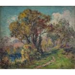Forest, Pierre (1881 Nice - 1971 Paris) "Landscape with Trees", oil on canvas, impasto application 