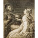 Baroque artist (17th/18th century) "Phryne seduces Xenocrates", after Salvator Rosa, pastel chalk a