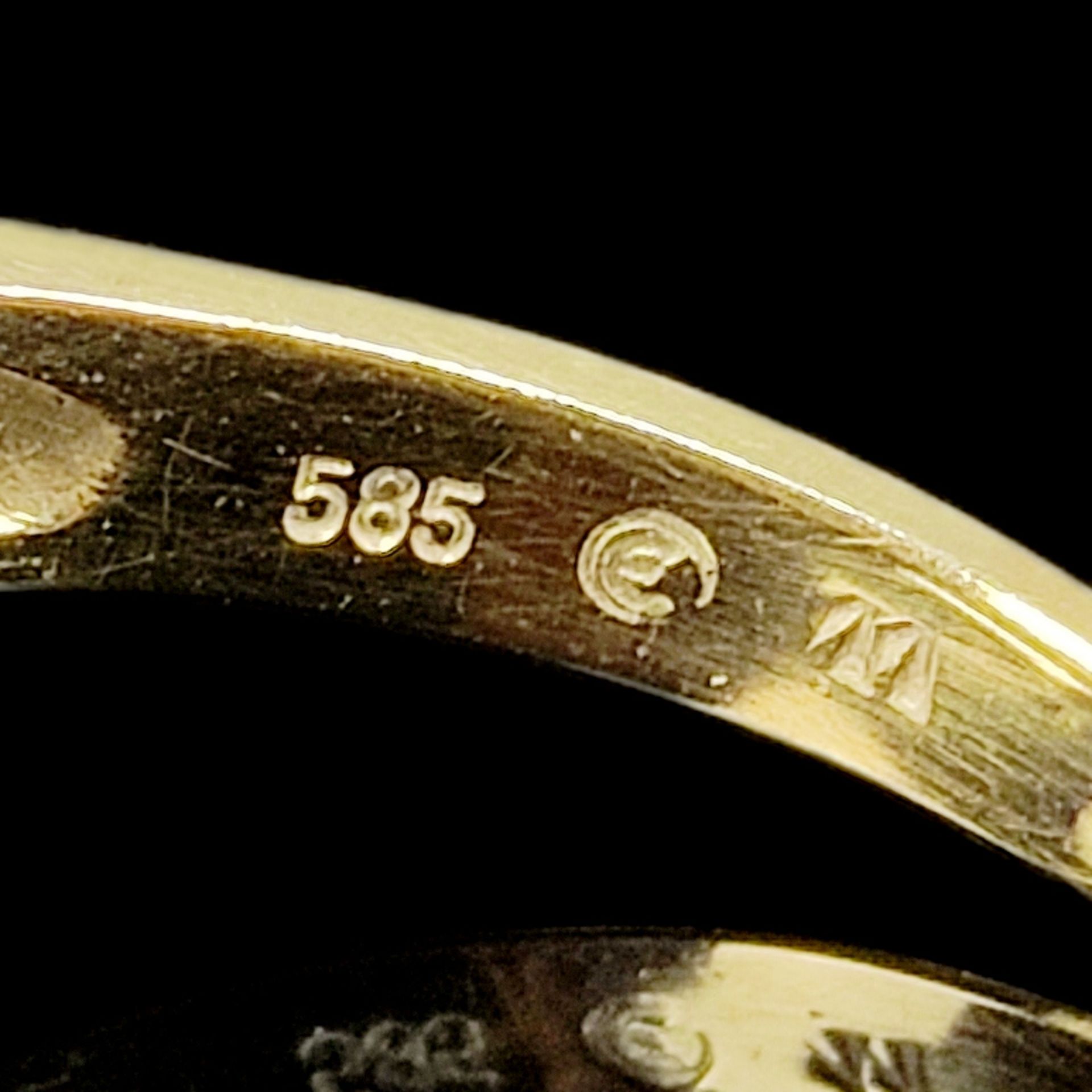 Aquamarin-Ring, 585/14K Gelbgold (punziert), 5,92g, mittig oval facettierter Aquamarin, Ringgröße 6 - Bild 3 aus 3