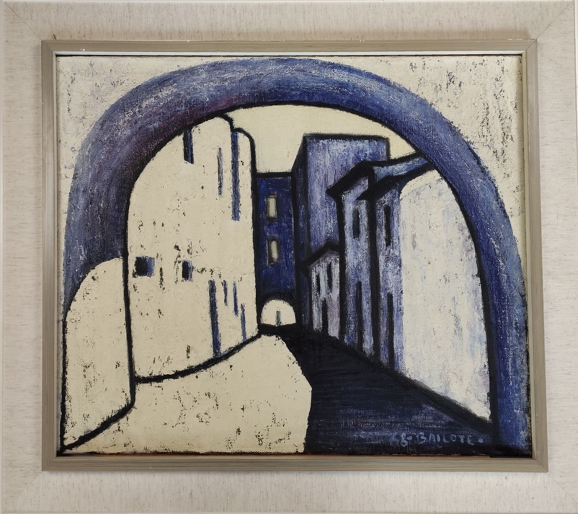 Bailote, Joao Barreto (1913 - 1986 Portugal) "Untitled", view through a round arch onto facades, si - Image 2 of 4