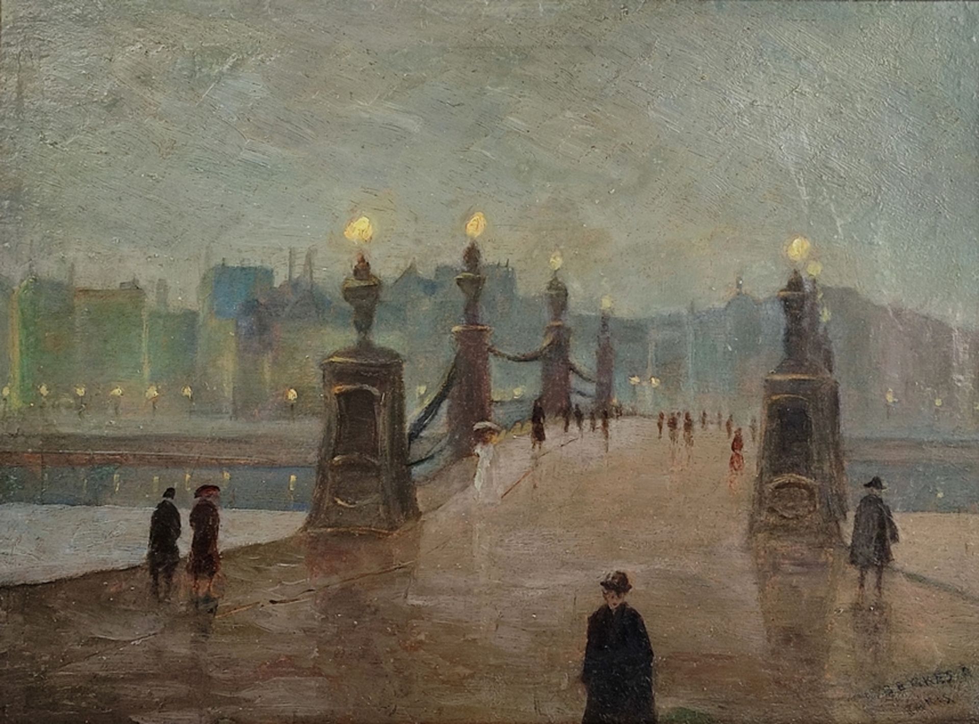 Berkes, Antal (1874 - 1938 Budapest) "Pont de Paris", oil on panel, city scenery of Paris with brid